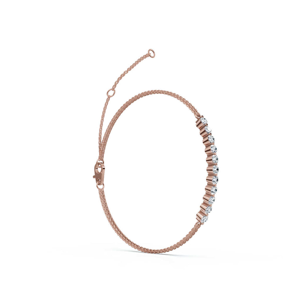 The Constellation Bar: 0.88 CTW Dual-Chain Lab-Grown Diamond Inline Bracelet Gold/Platinum