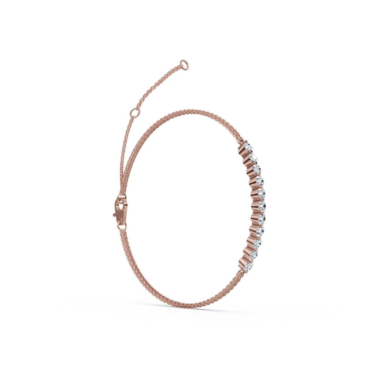 The Constellation Bar: 0.88 CTW Dual-Chain Lab-Grown Diamond Inline Bracelet Gold/Platinum