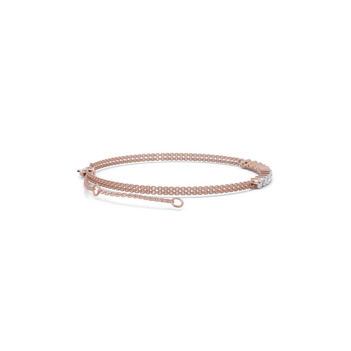 The Constellation Bar: 0.88 CTW Dual-Chain Lab-Grown Diamond Inline Bracelet Gold/Platinum