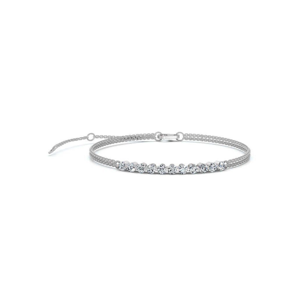 The Constellation Bar: 0.88 CTW Dual-Chain Lab-Grown Diamond Inline Bracelet Gold/Platinum