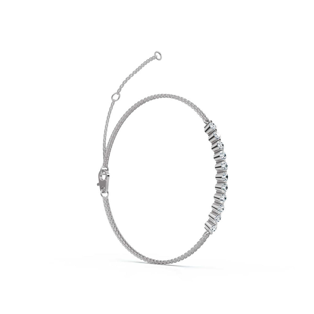 The Constellation Bar: 0.88 CTW Dual-Chain Lab-Grown Diamond Inline Bracelet Gold/Platinum