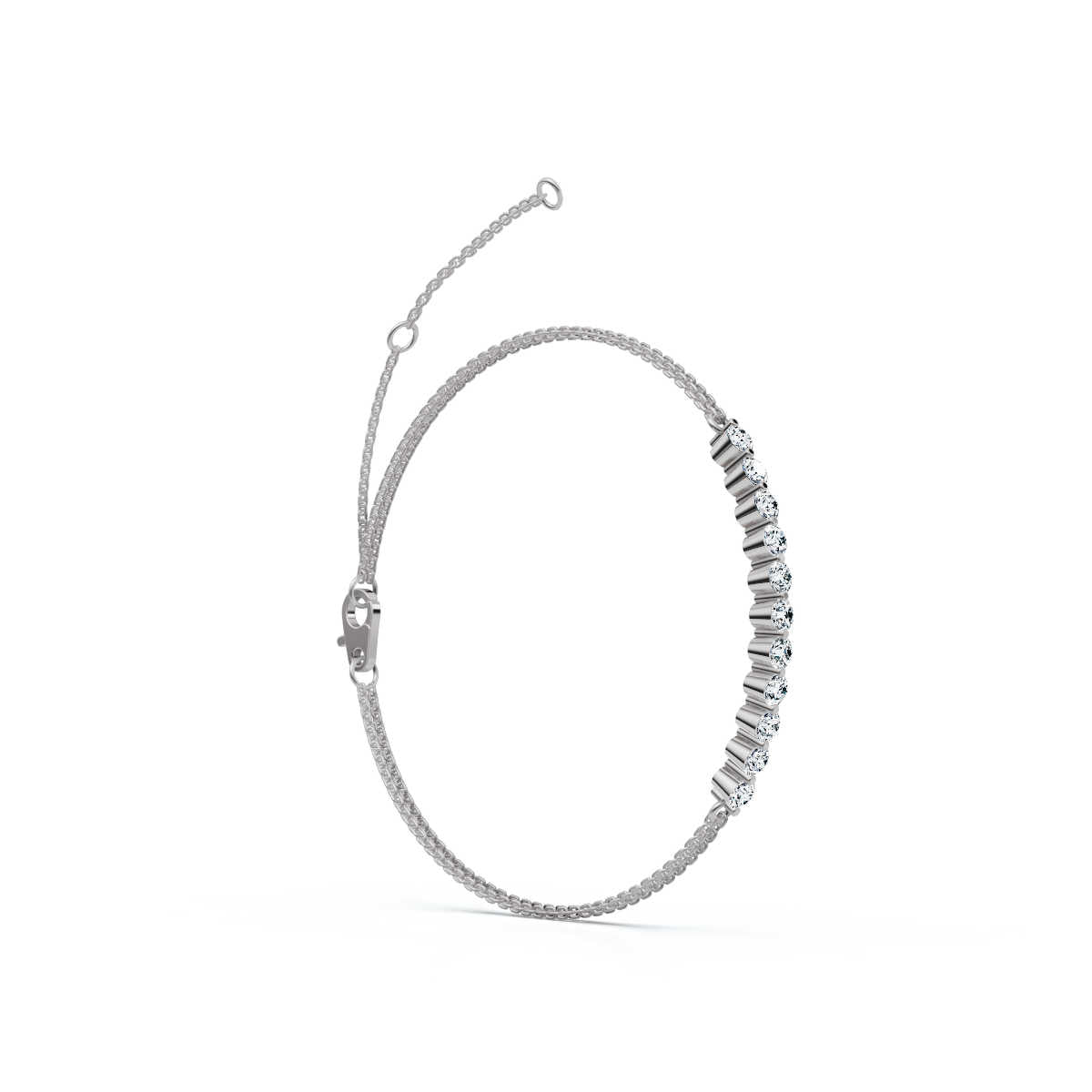 The Constellation Bar: 0.88 CTW Dual-Chain Lab-Grown Diamond Inline Bracelet Gold/Platinum