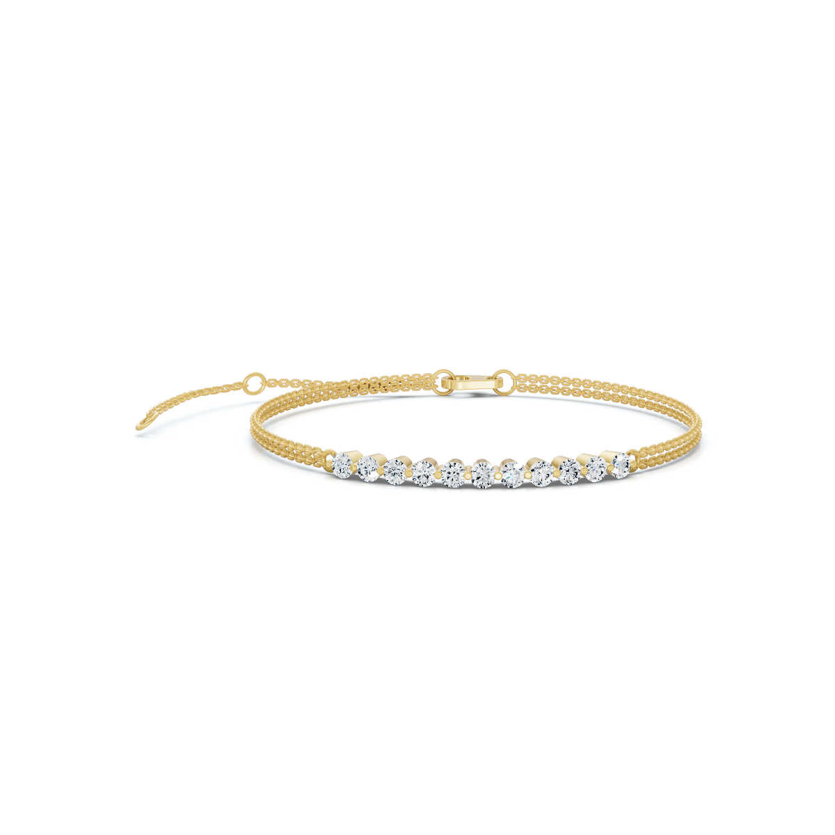 The Constellation Bar: 0.88 CTW Dual-Chain Lab-Grown Diamond Inline Bracelet Gold/Platinum