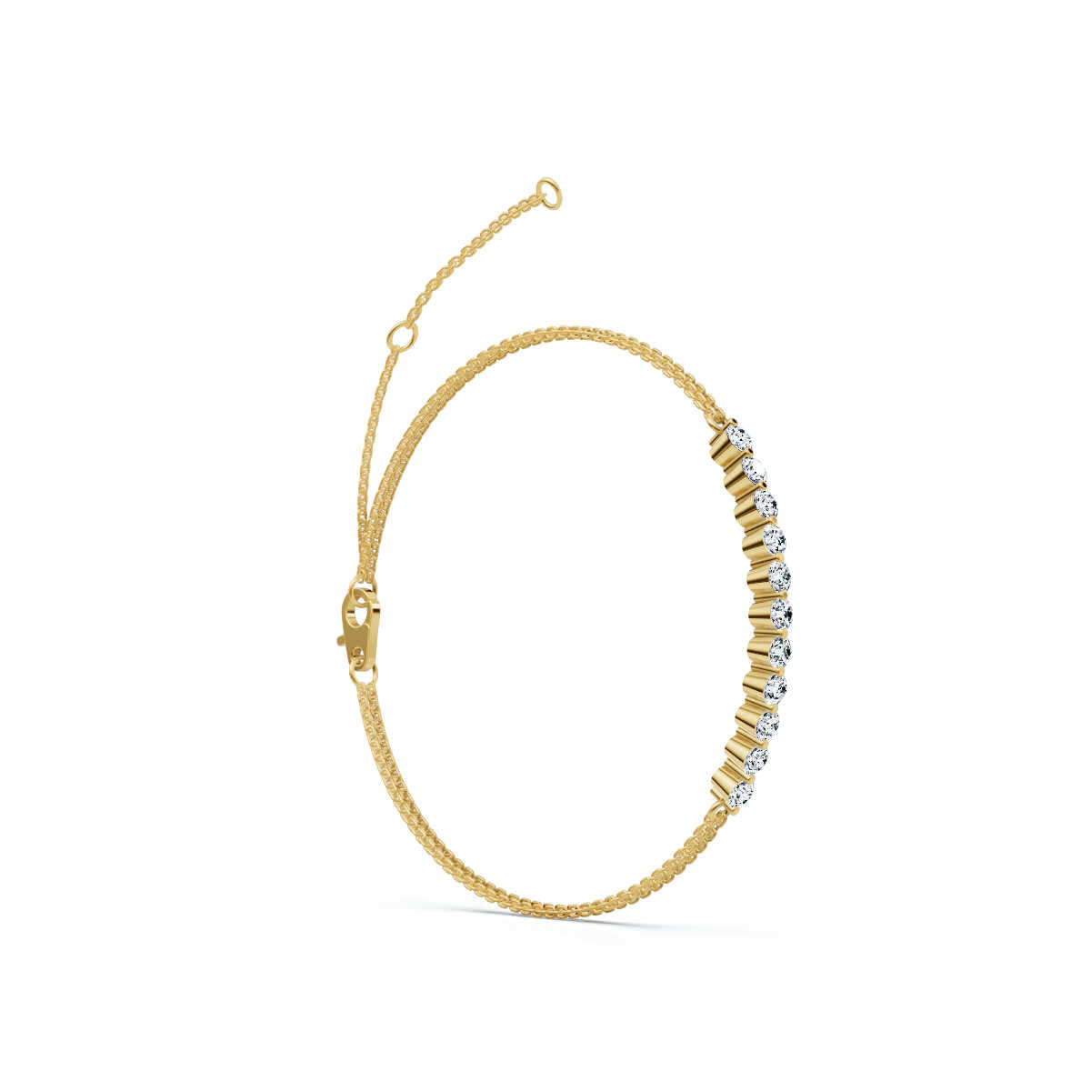 The Constellation Bar: 0.88 CTW Dual-Chain Lab-Grown Diamond Inline Bracelet Gold/Platinum