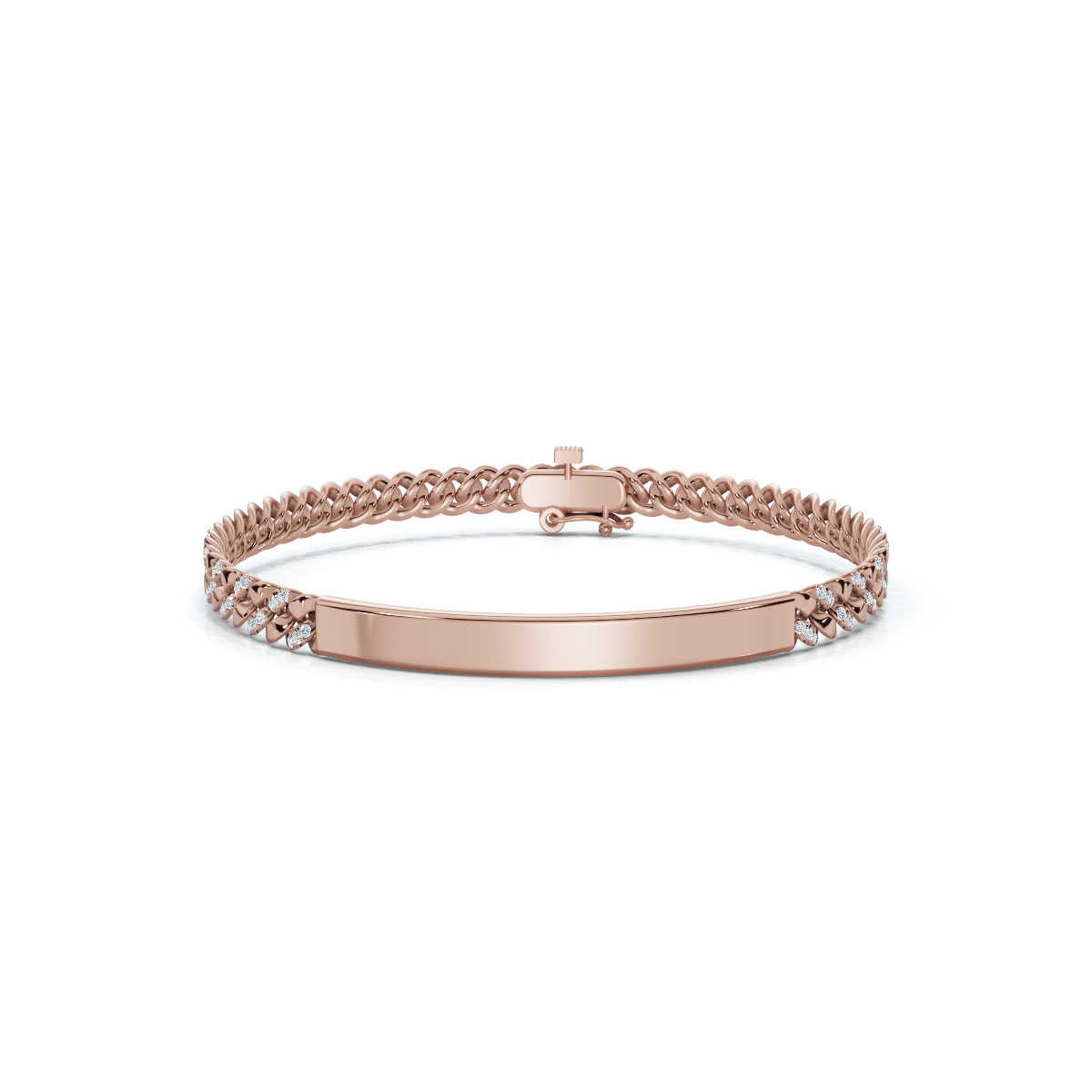 The Verona Plate: 0.75 CTW Round Lab-Grown Diamond Curb Link ID Bracelet 14K-18K Gold/Platinum