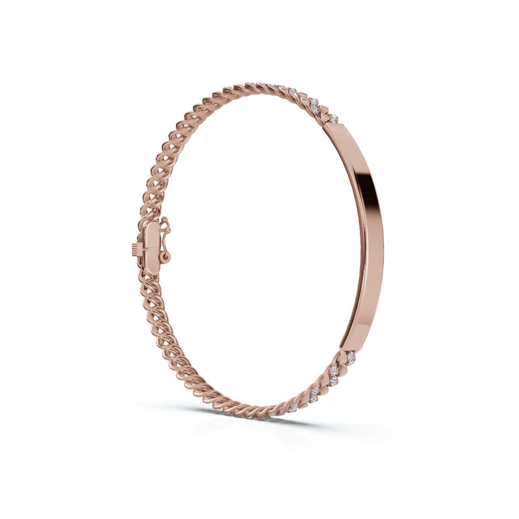 The Verona Plate: 0.75 CTW Round Lab-Grown Diamond Curb Link ID Bracelet 14K-18K Gold/Platinum