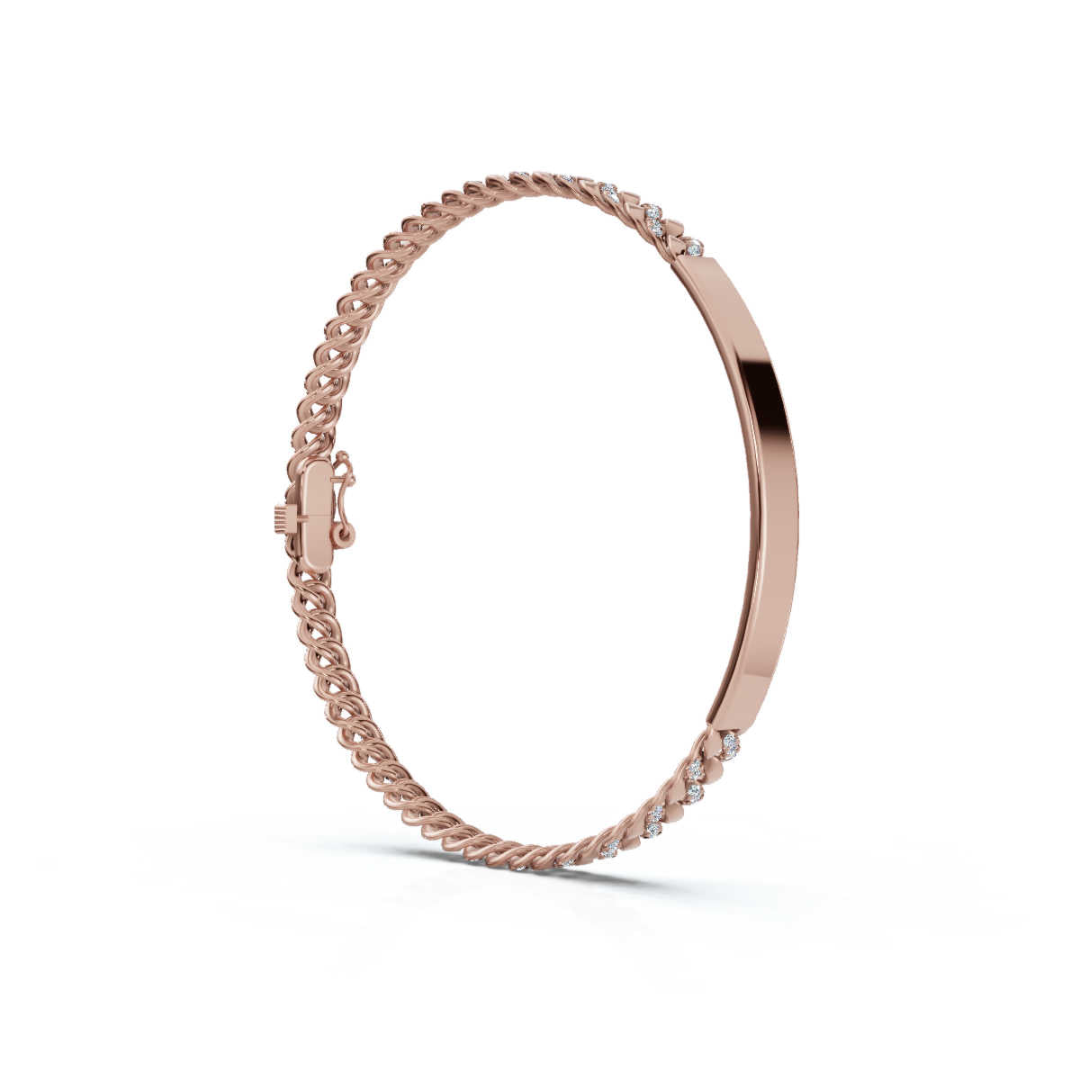 The Verona Plate: 0.75 CTW Round Lab-Grown Diamond Curb Link ID Bracelet 14K-18K Gold/Platinum