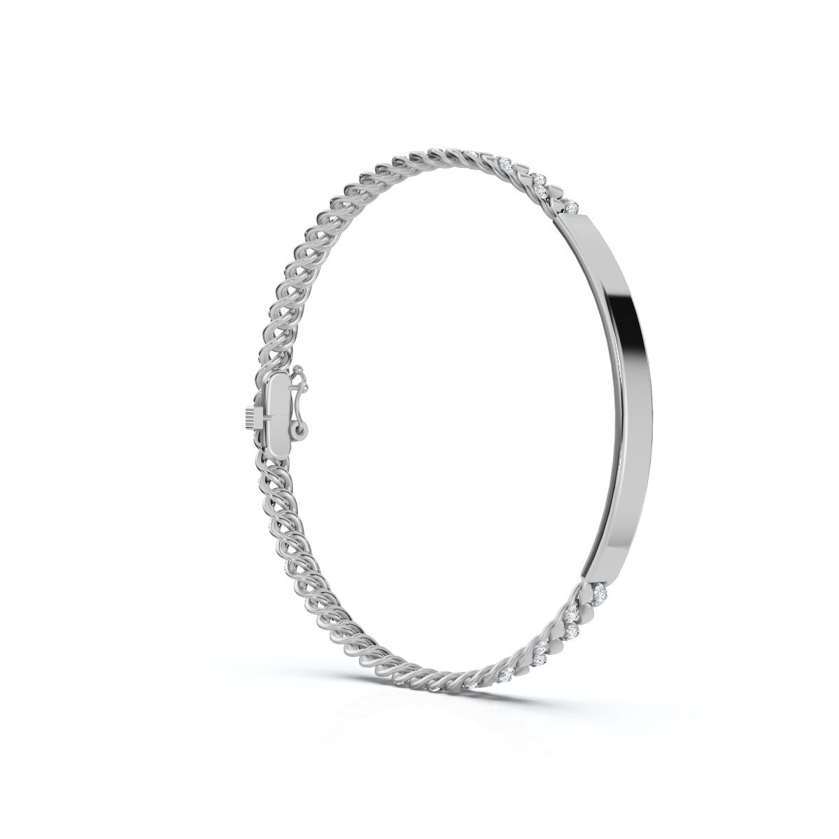 The Verona Plate: 0.75 CTW Round Lab-Grown Diamond Curb Link ID Bracelet 14K-18K Gold/Platinum