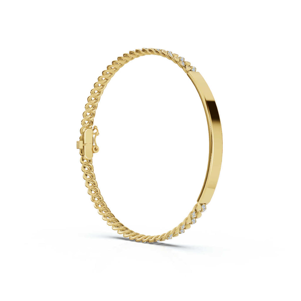 The Verona Plate: 0.75 CTW Round Lab-Grown Diamond Curb Link ID Bracelet 14K-18K Gold/Platinum