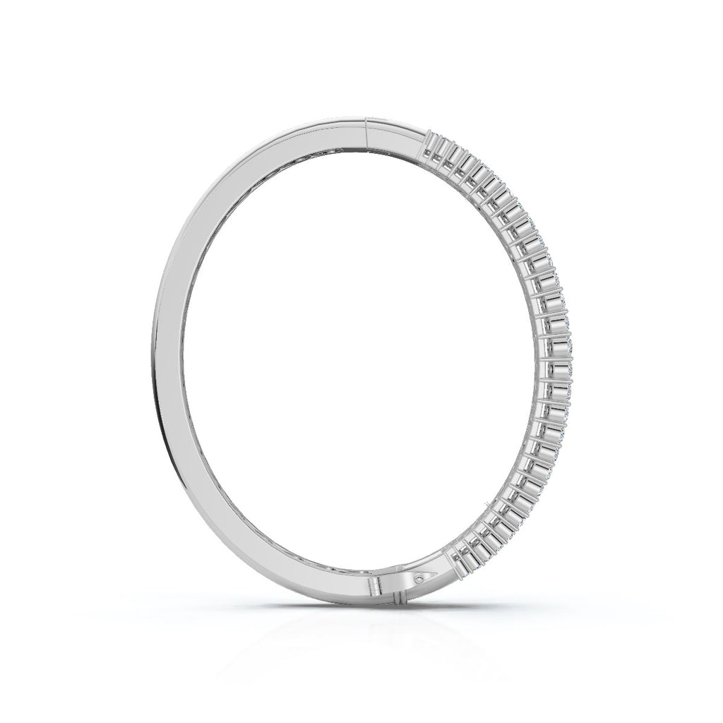The Imperial Mosaic: 7.93 CTW Multi-Row Baguette & Brilliant Wave Bangle 14K-18K Gold/Platinum Bracelet