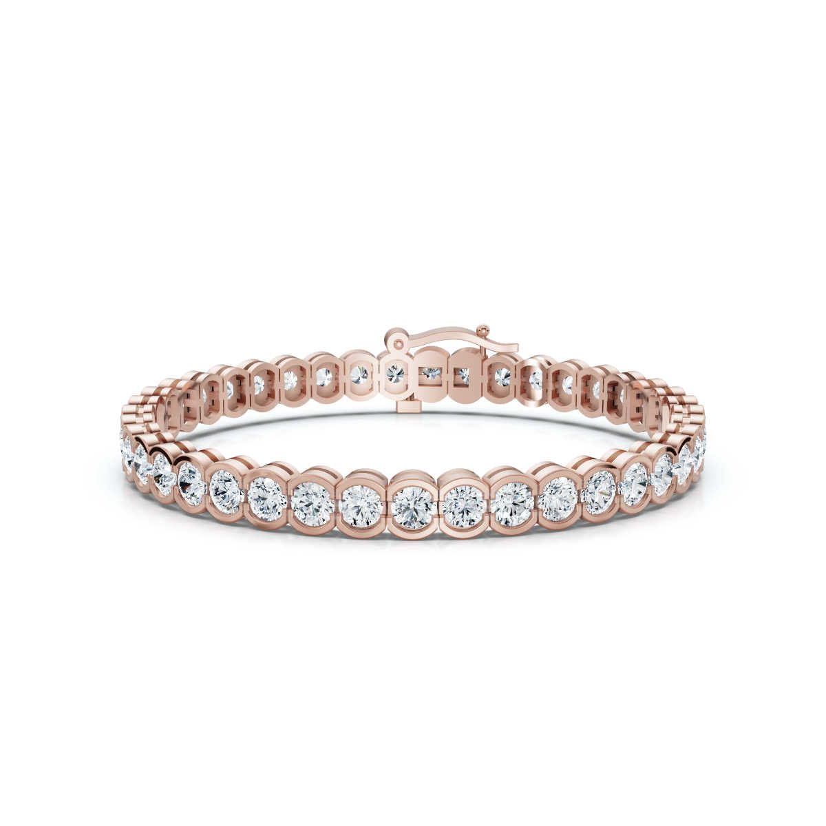 The Modern Arc: 2.03 CTW Scalloped Half-Bezel Tennis Bracelet 14K-18K Gold/Platinum