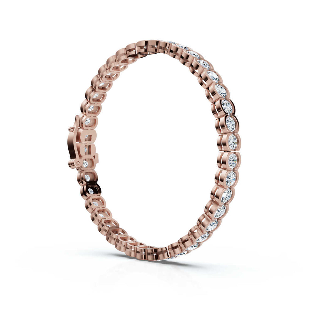 The Modern Arc: 2.03 CTW Scalloped Half-Bezel Tennis Bracelet 14K-18K Gold/Platinum