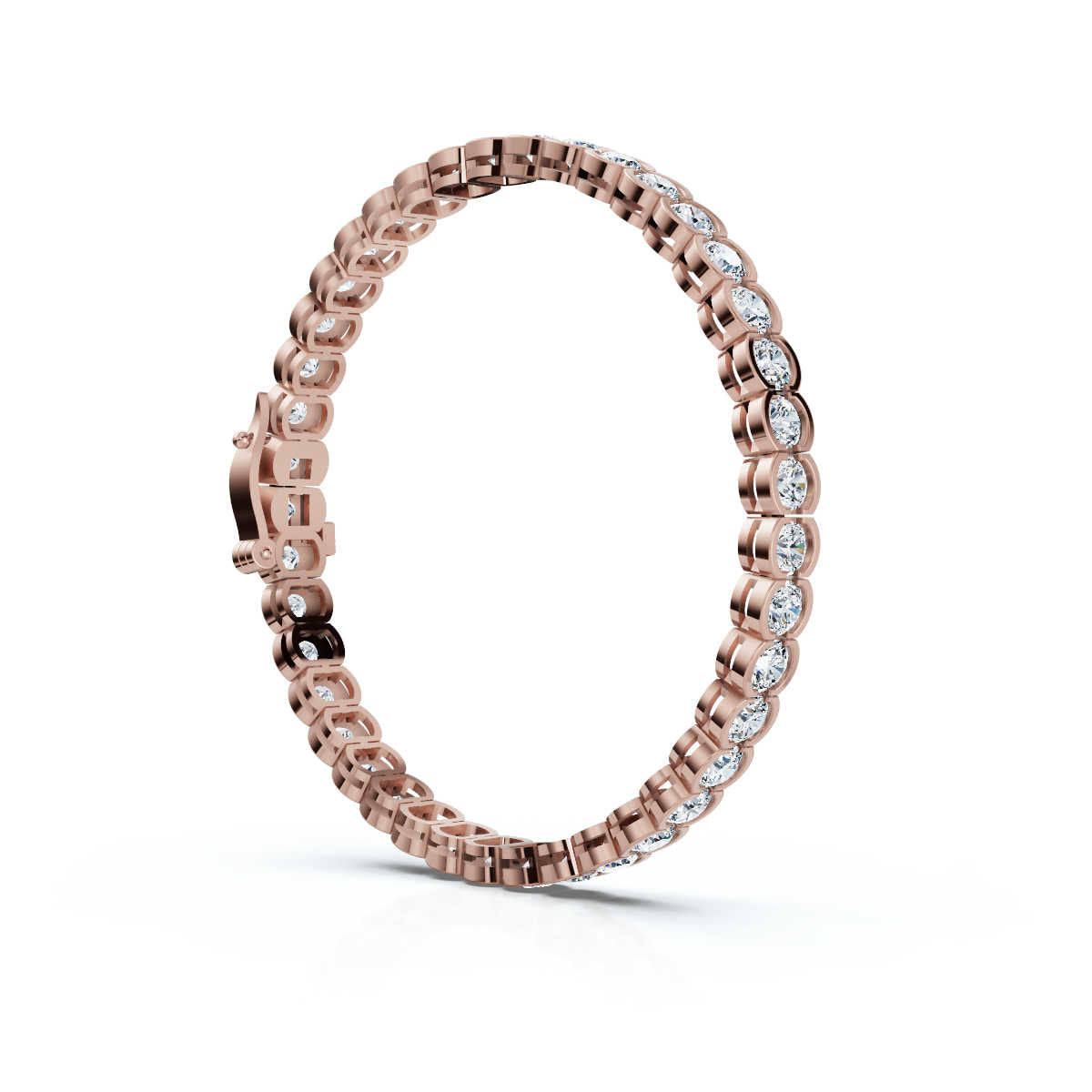 The Modern Arc: 2.03 CTW Scalloped Half-Bezel Tennis Bracelet 14K-18K Gold/Platinum