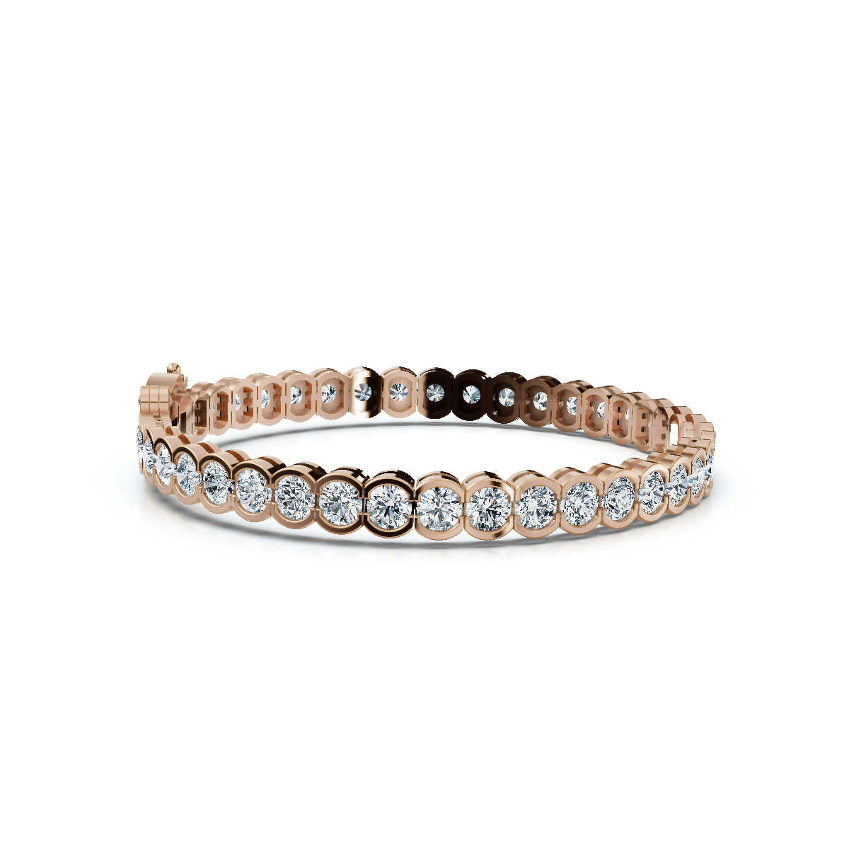 The Modern Arc: 2.03 CTW Scalloped Half-Bezel Tennis Bracelet 14K-18K Gold/Platinum