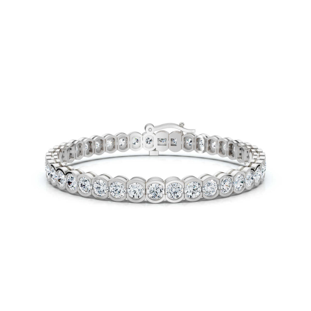 The Modern Arc: 2.03 CTW Scalloped Half-Bezel Tennis Bracelet 14K-18K Gold/Platinum