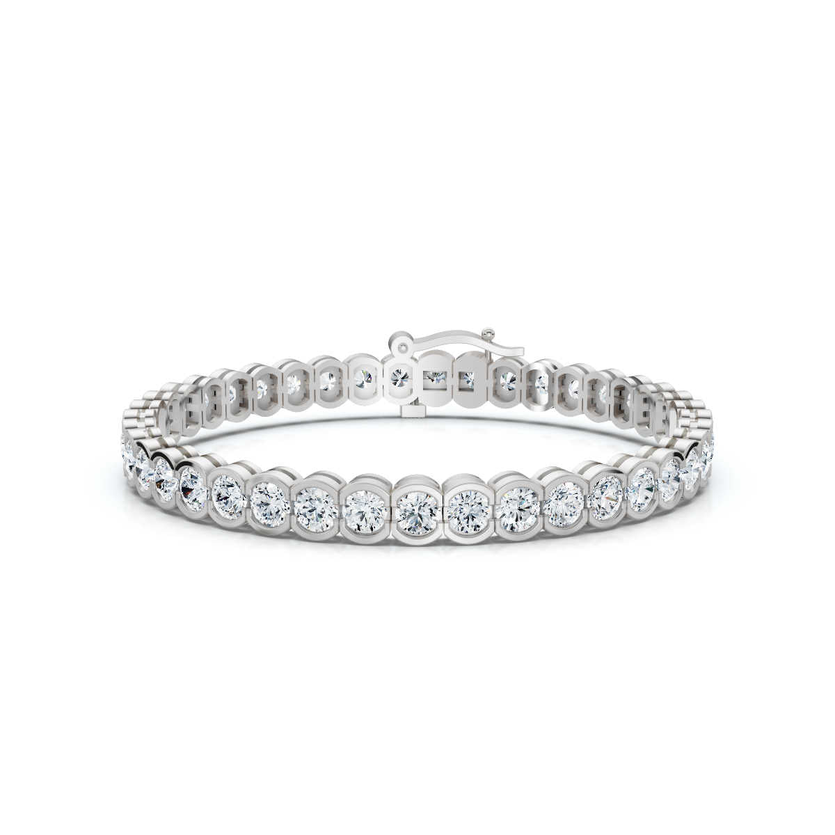 The Modern Arc: 2.03 CTW Scalloped Half-Bezel Tennis Bracelet 14K-18K Gold/Platinum