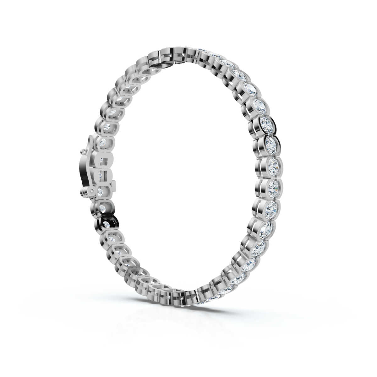 The Modern Arc: 2.03 CTW Scalloped Half-Bezel Tennis Bracelet 14K-18K Gold/Platinum