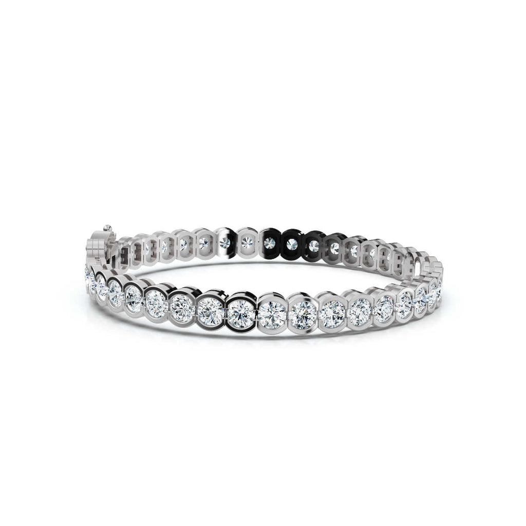 The Modern Arc: 2.03 CTW Scalloped Half-Bezel Tennis Bracelet 14K-18K Gold/Platinum