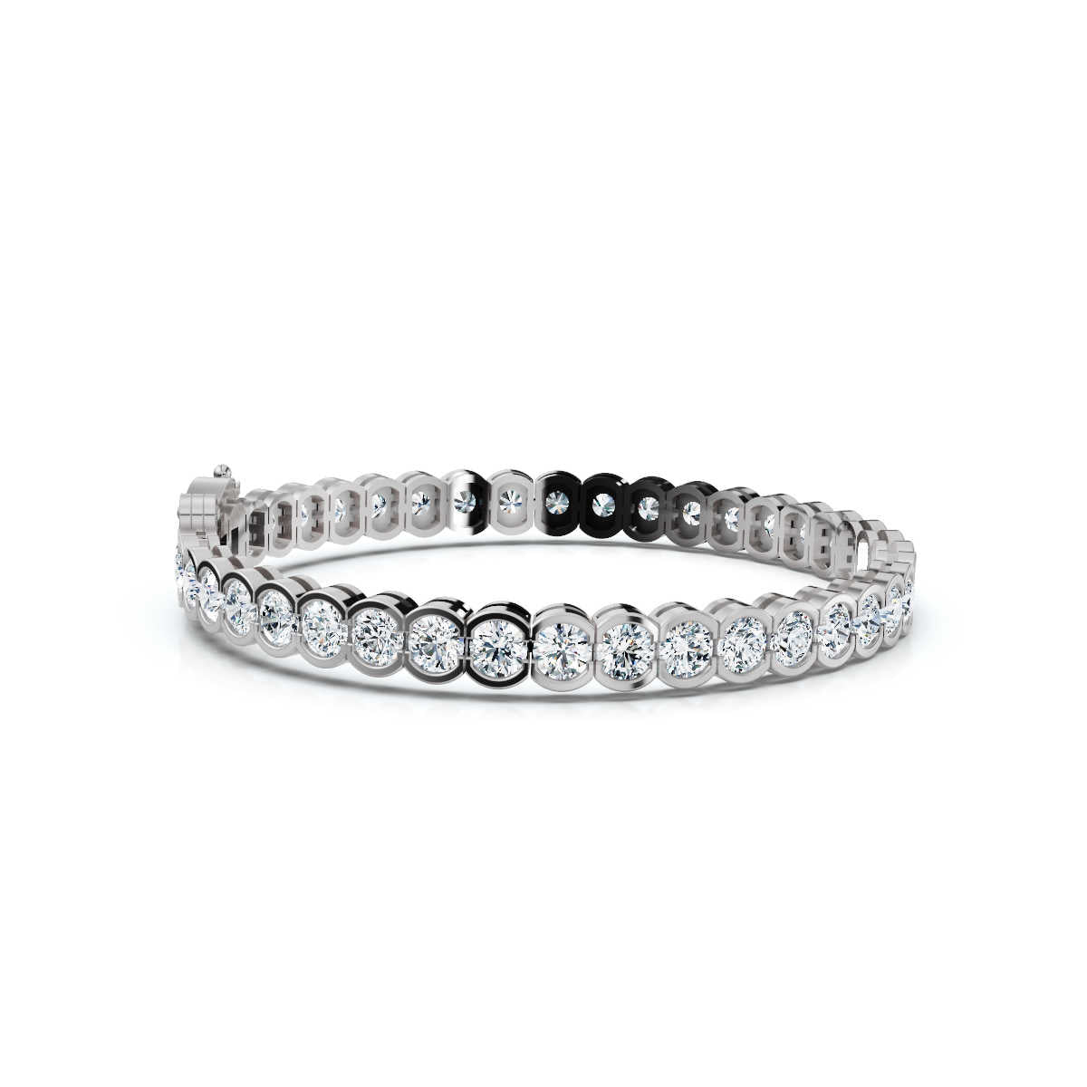 The Modern Arc: 2.03 CTW Scalloped Half-Bezel Tennis Bracelet 14K-18K Gold/Platinum