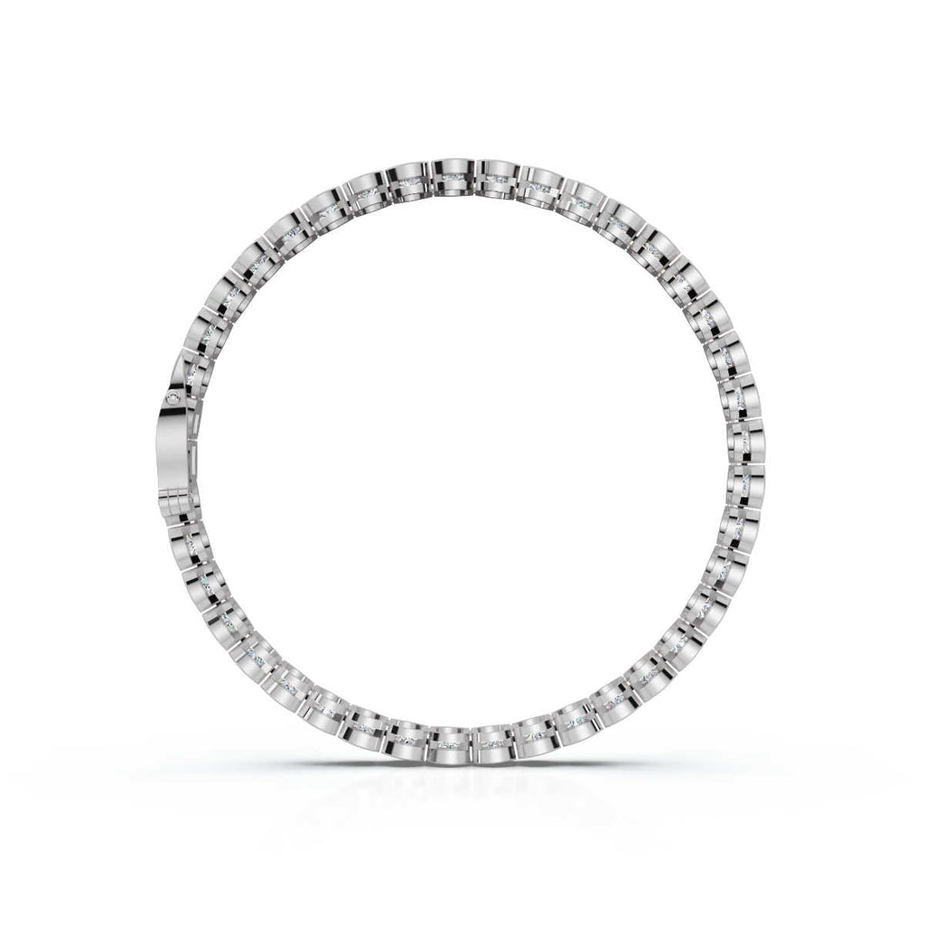 The Modern Arc: 2.03 CTW Scalloped Half-Bezel Tennis Bracelet 14K-18K Gold/Platinum