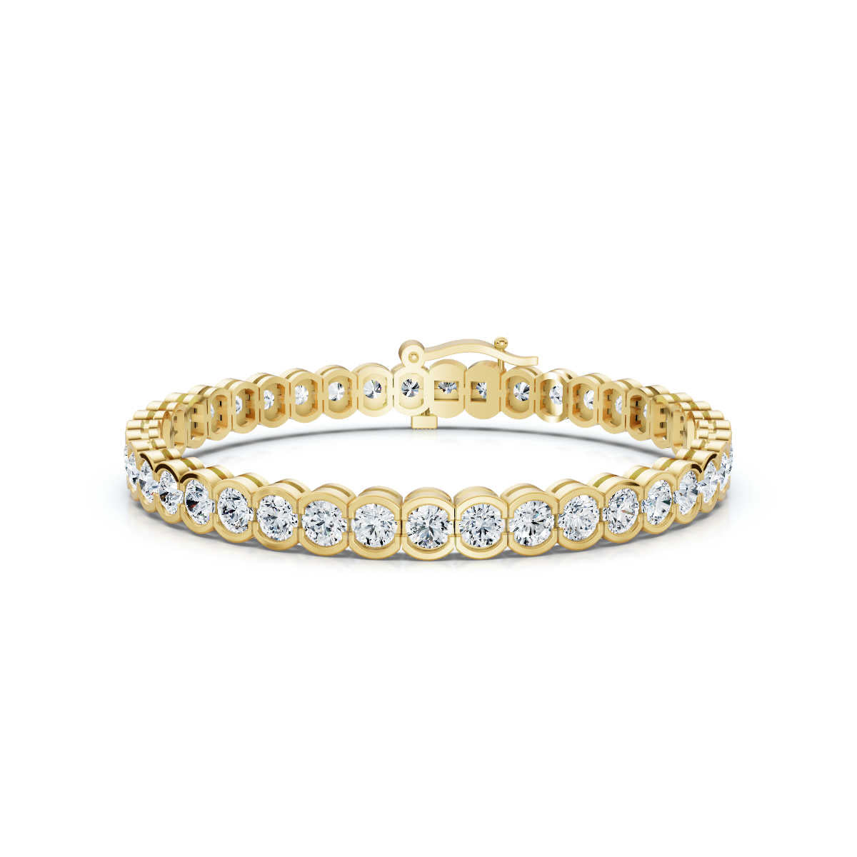 The Modern Arc: 2.03 CTW Scalloped Half-Bezel Tennis Bracelet 14K-18K Gold/Platinum