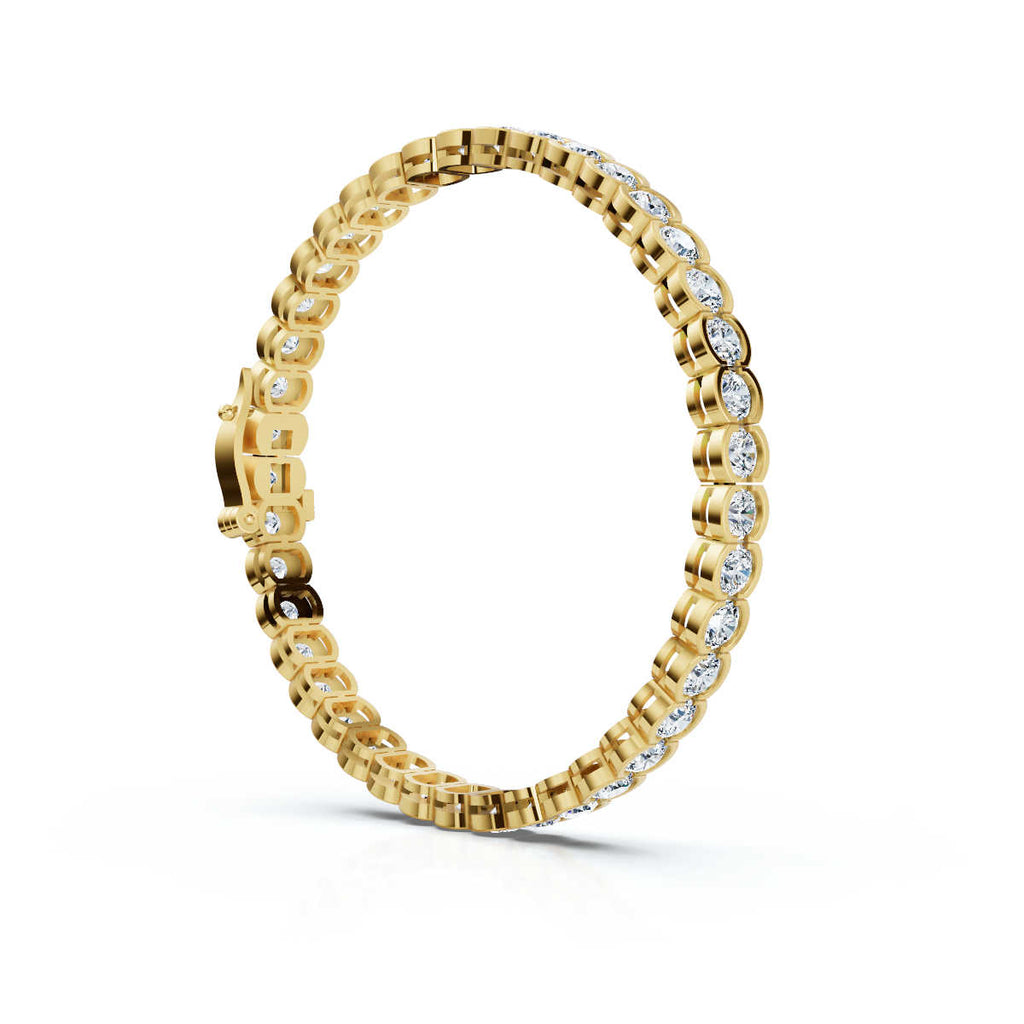 The Modern Arc: 2.03 CTW Scalloped Half-Bezel Tennis Bracelet 14K-18K Gold/Platinum