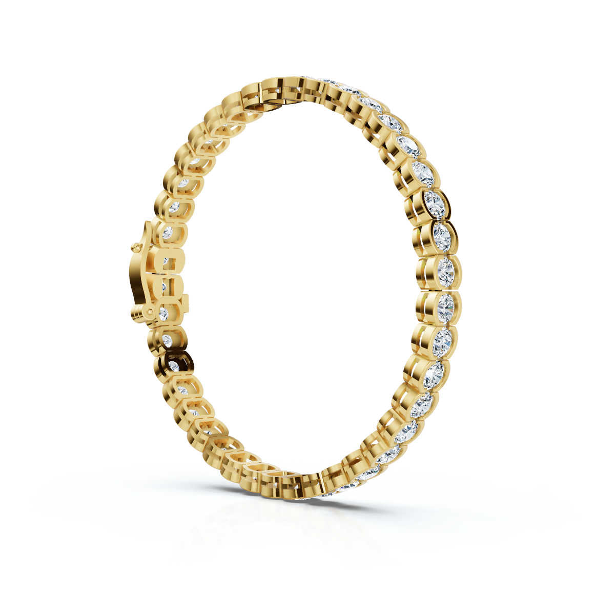 The Modern Arc: 2.03 CTW Scalloped Half-Bezel Tennis Bracelet 14K-18K Gold/Platinum