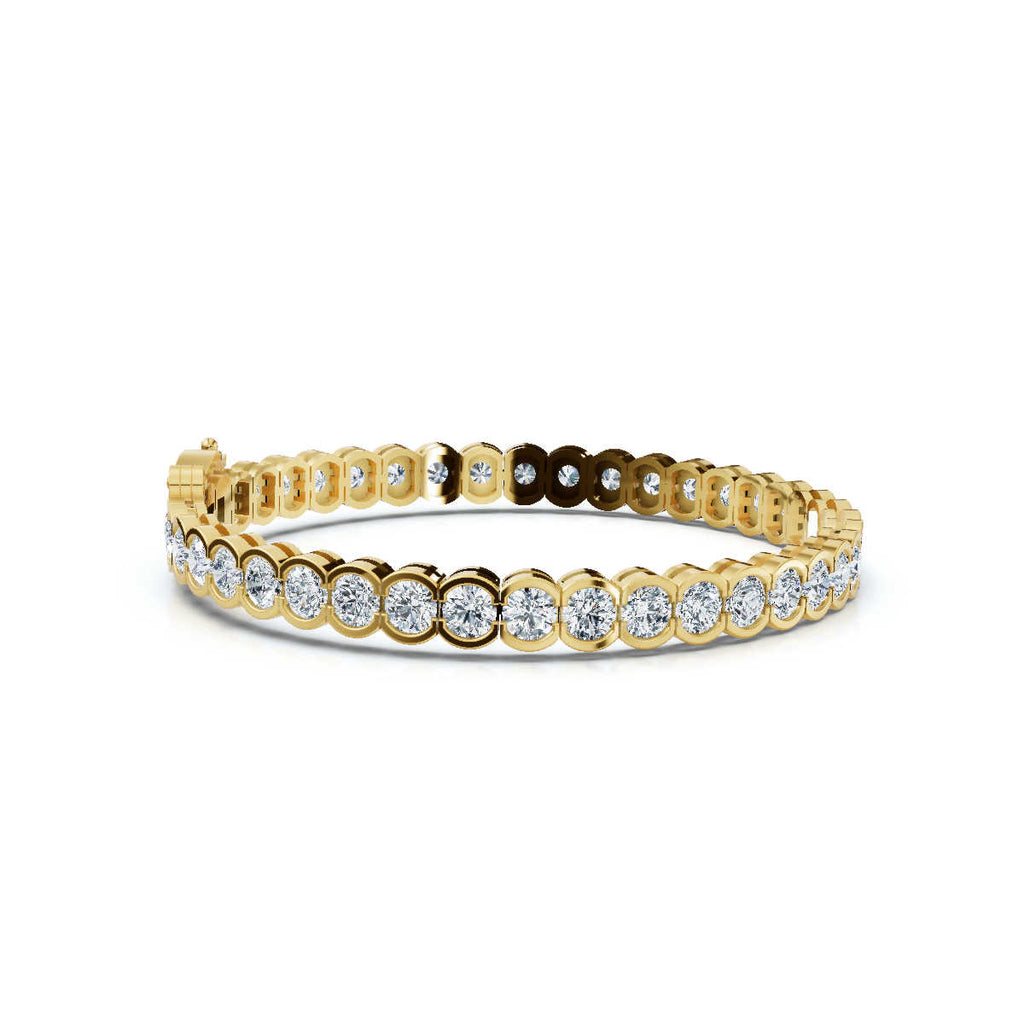 The Modern Arc: 2.03 CTW Scalloped Half-Bezel Tennis Bracelet 14K-18K Gold/Platinum