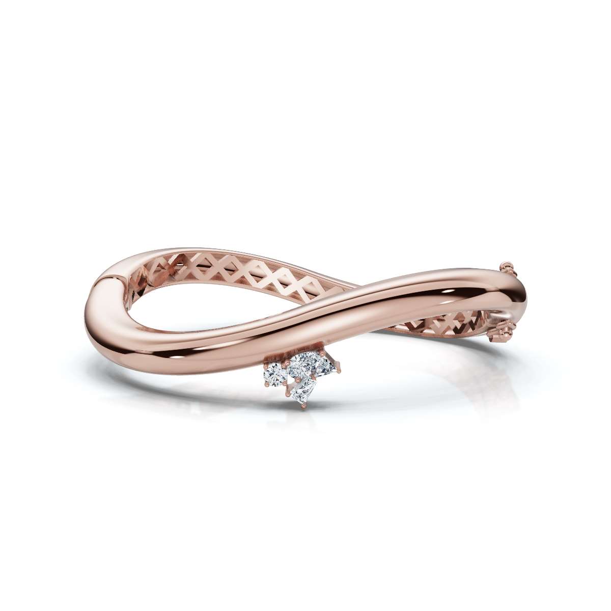 The Prism Twist: 0.50 CTW Asymmetrical Mixed-Cut Geometric Wave Bangle 14K-18K Gold/Platinum