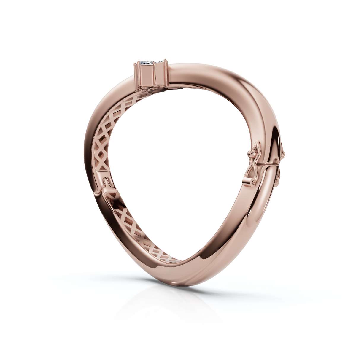 The Prism Twist: 0.50 CTW Asymmetrical Mixed-Cut Geometric Wave Bangle 14K-18K Gold/Platinum