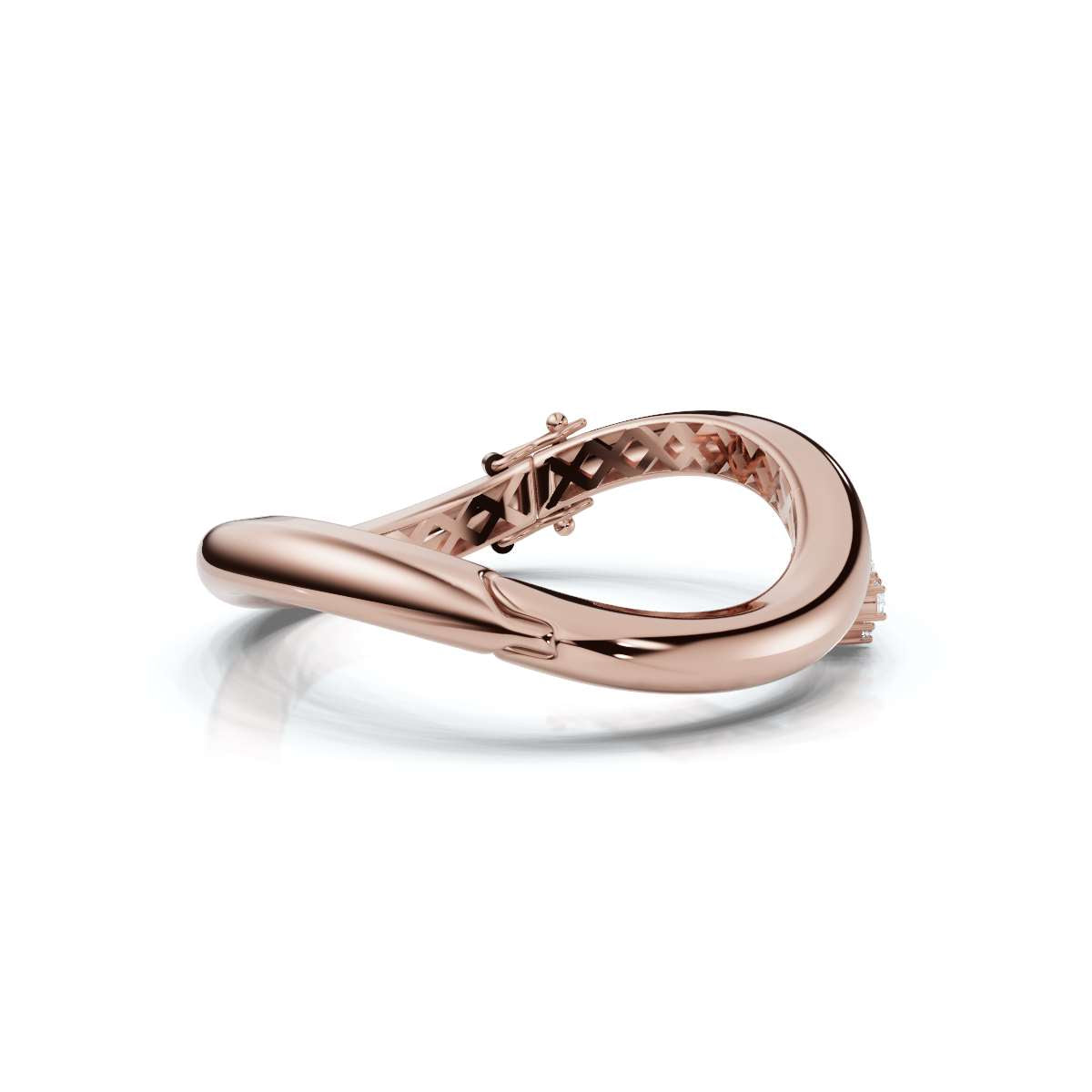 The Prism Twist: 0.50 CTW Asymmetrical Mixed-Cut Geometric Wave Bangle 14K-18K Gold/Platinum