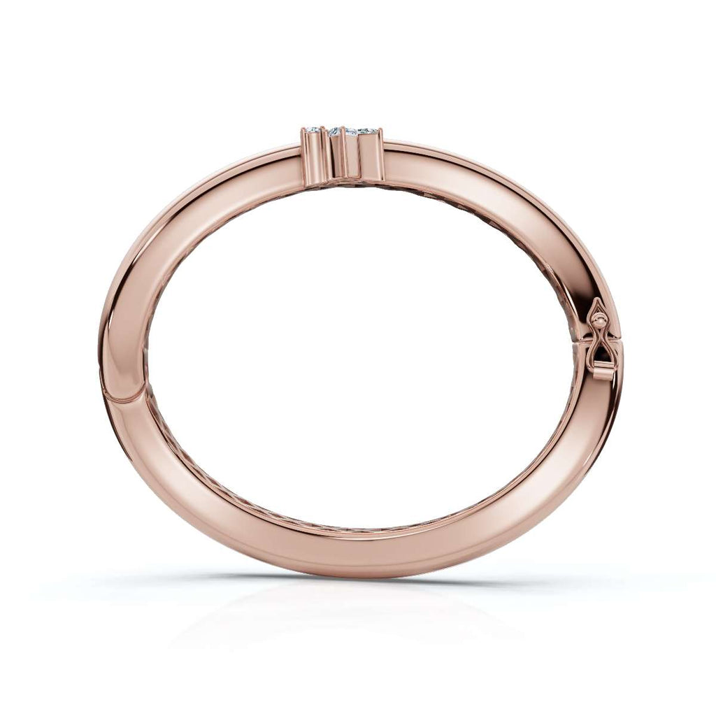 The Prism Twist: 0.50 CTW Asymmetrical Mixed-Cut Geometric Wave Bangle 14K-18K Gold/Platinum