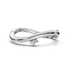 The Prism Twist: 0.50 CTW Asymmetrical Mixed-Cut Geometric Wave Bangle 14K-18K Gold/Platinum
