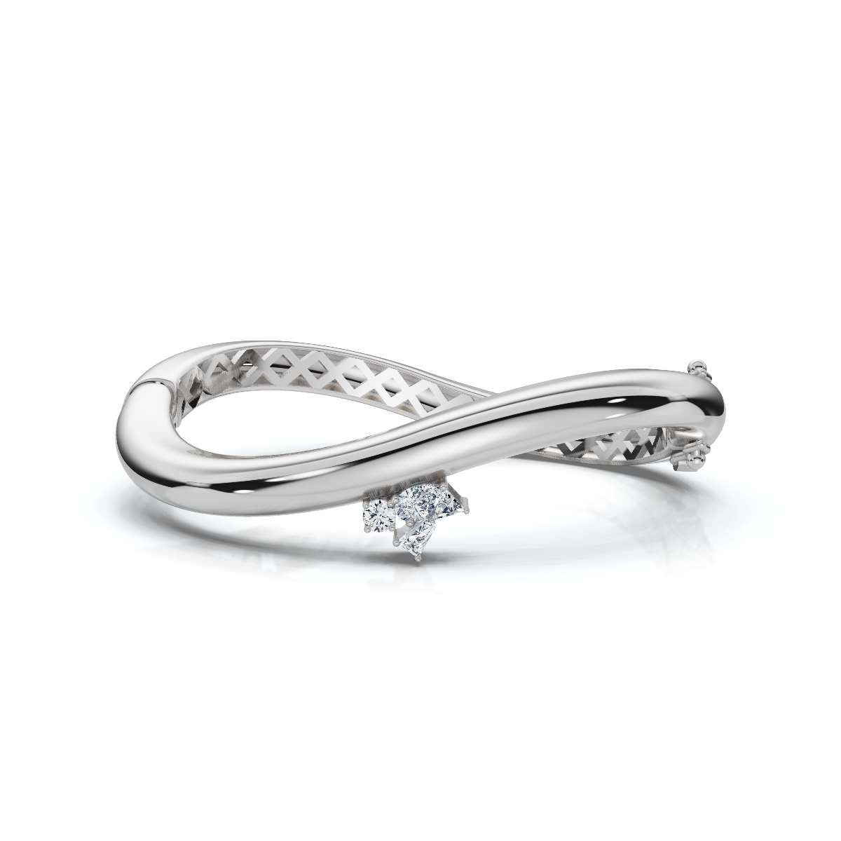 The Prism Twist: 0.50 CTW Asymmetrical Mixed-Cut Geometric Wave Bangle 14K-18K Gold/Platinum