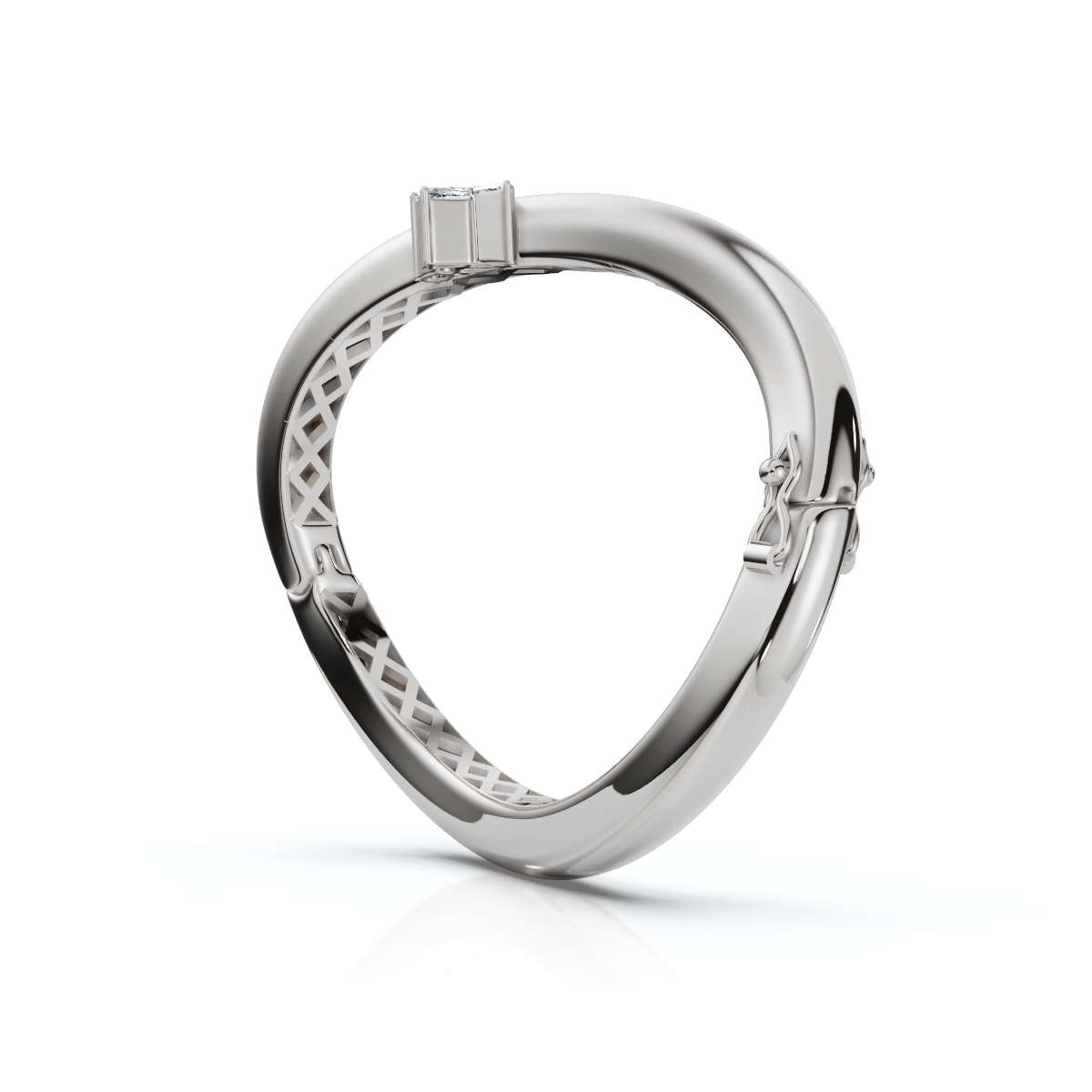 The Prism Twist: 0.50 CTW Asymmetrical Mixed-Cut Geometric Wave Bangle 14K-18K Gold/Platinum