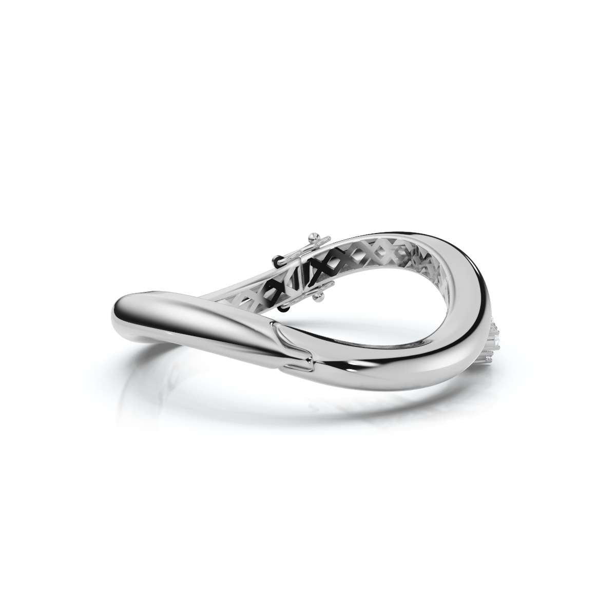 The Prism Twist: 0.50 CTW Asymmetrical Mixed-Cut Geometric Wave Bangle 14K-18K Gold/Platinum