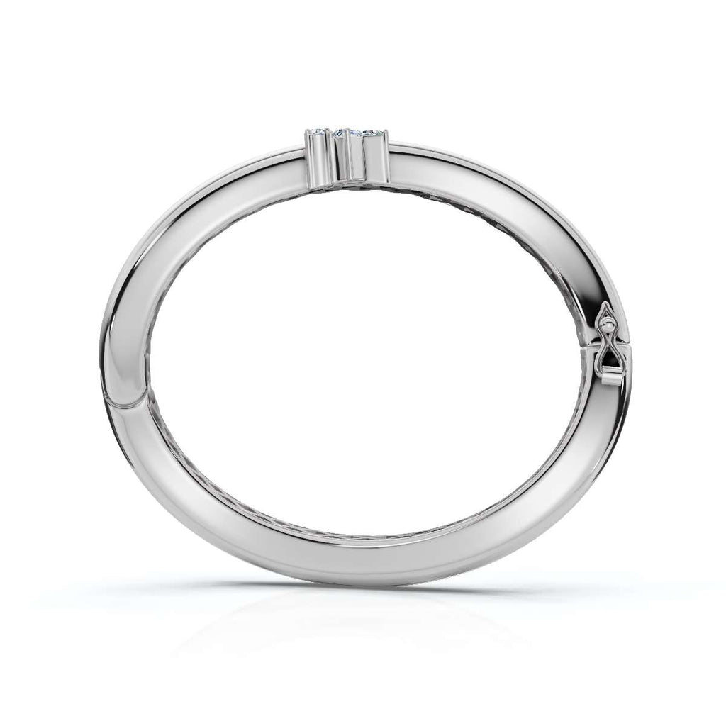 The Prism Twist: 0.50 CTW Asymmetrical Mixed-Cut Geometric Wave Bangle 14K-18K Gold/Platinum