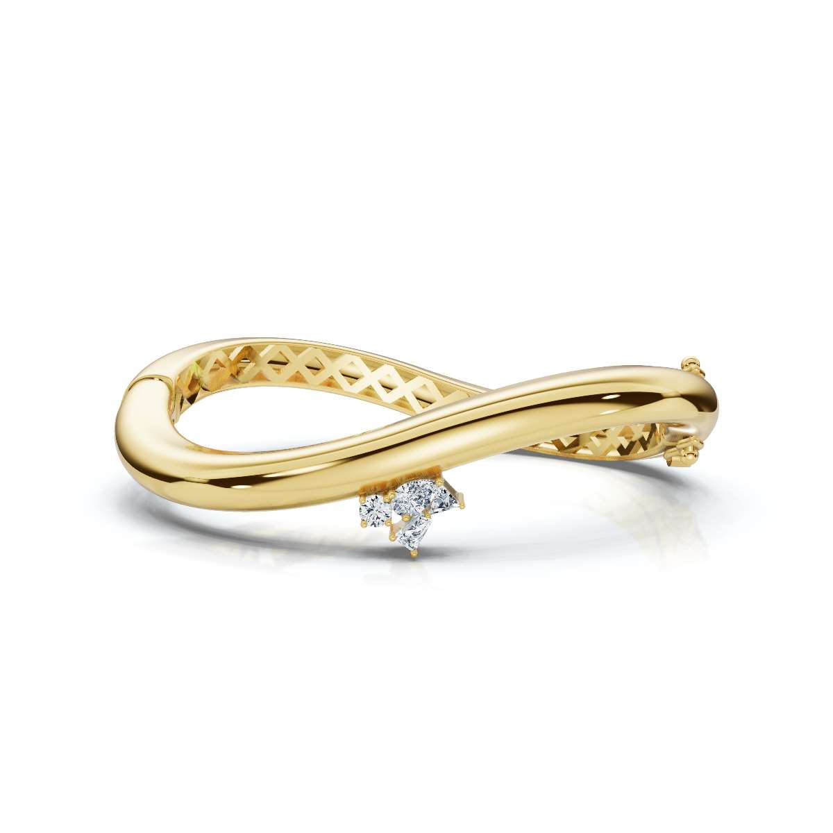 The Prism Twist: 0.50 CTW Asymmetrical Mixed-Cut Geometric Wave Bangle 14K-18K Gold/Platinum