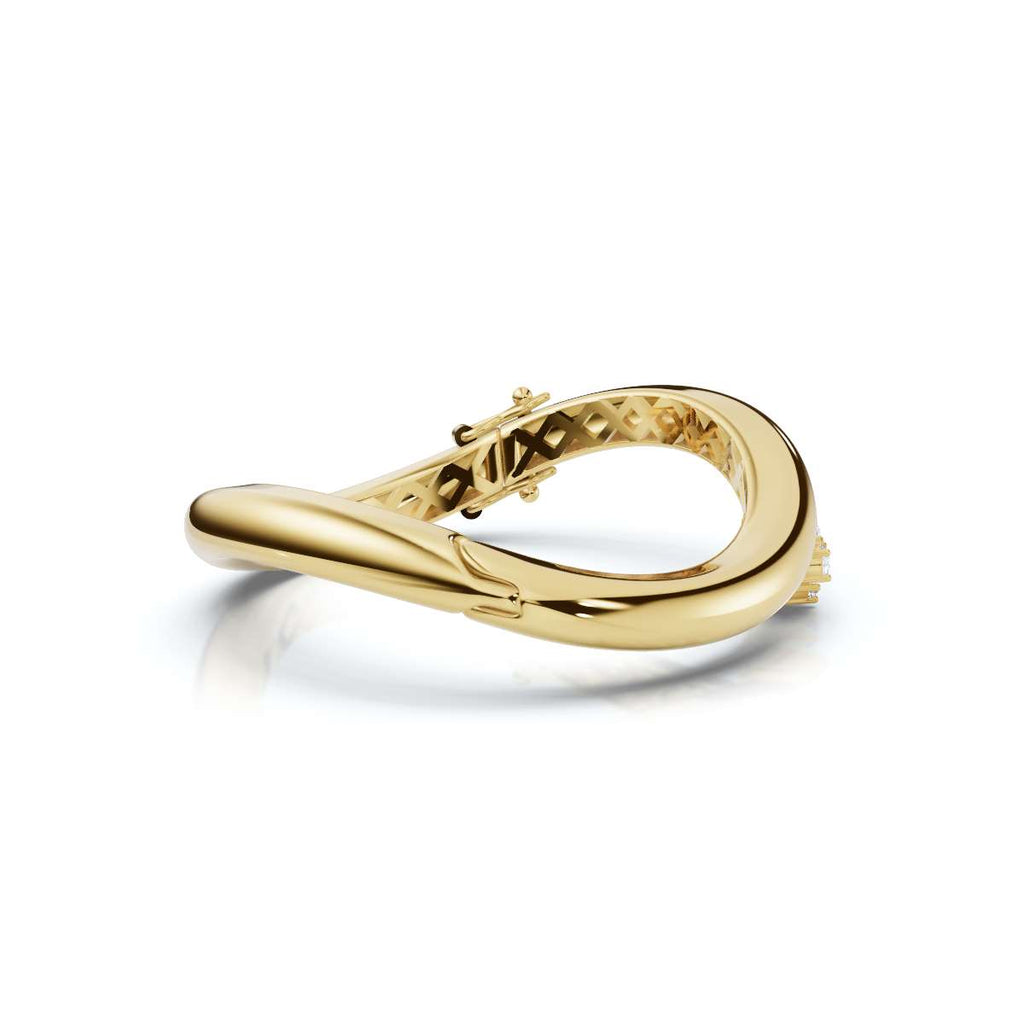 The Prism Twist: 0.50 CTW Asymmetrical Mixed-Cut Geometric Wave Bangle 14K-18K Gold/Platinum
