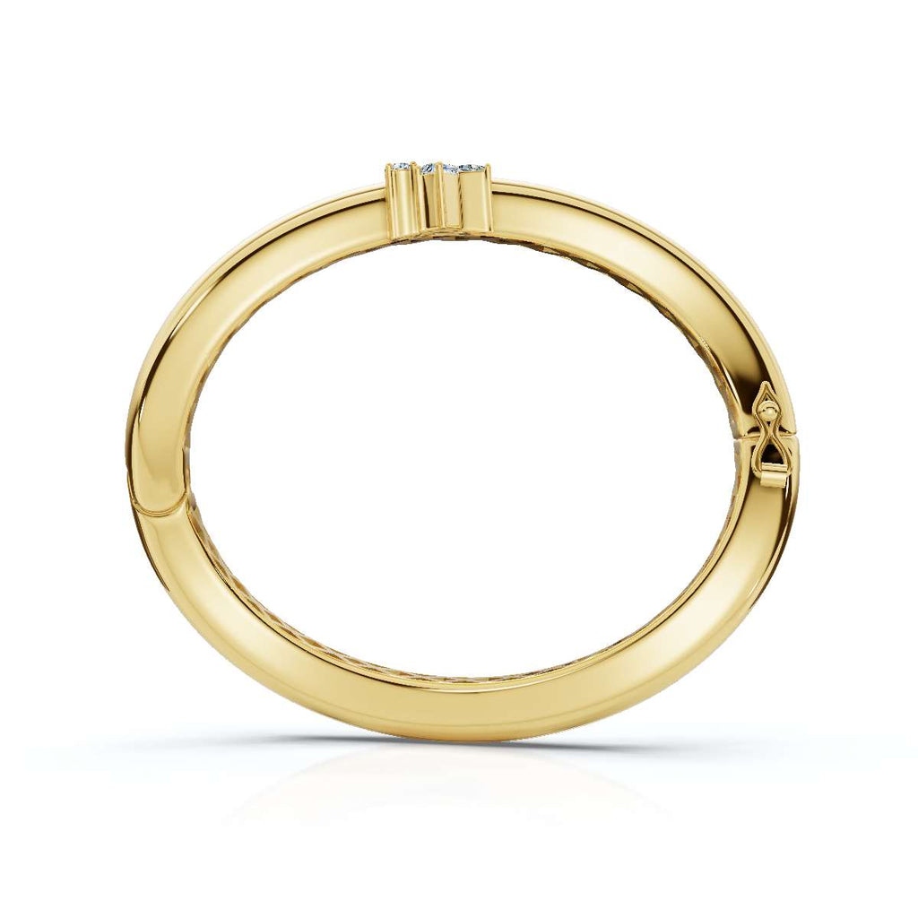 The Prism Twist: 0.50 CTW Asymmetrical Mixed-Cut Geometric Wave Bangle 14K-18K Gold/Platinum