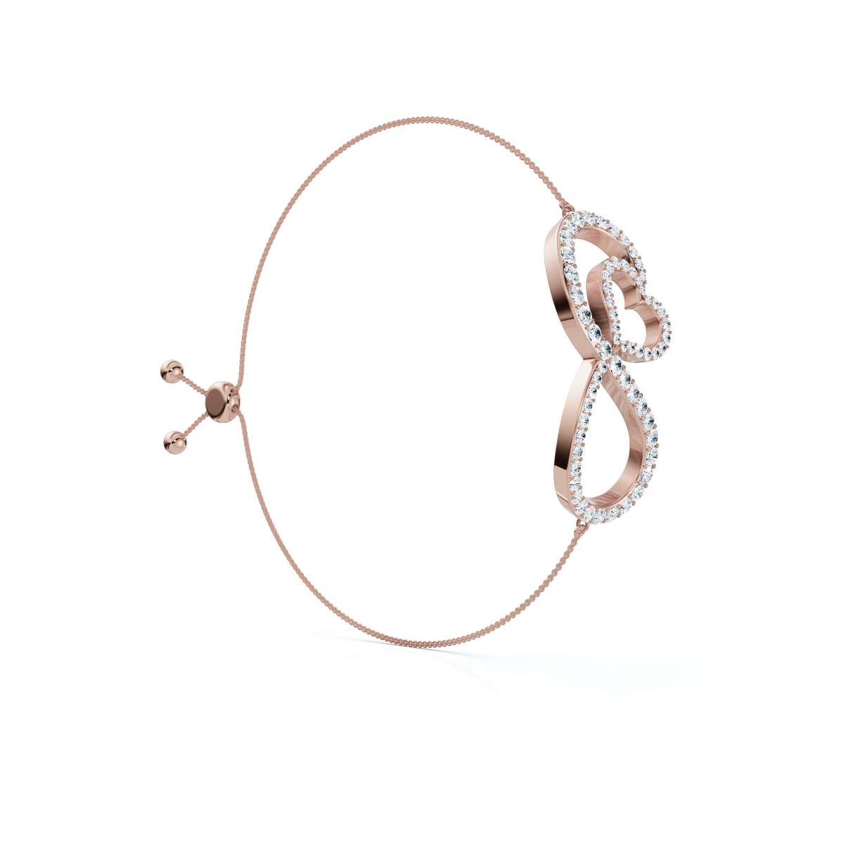 0.82 CTW Round Lab-Grown Diamond Interlocking Infinity Heart Adjustable Bracelet 14K-18K Gold/Platinum