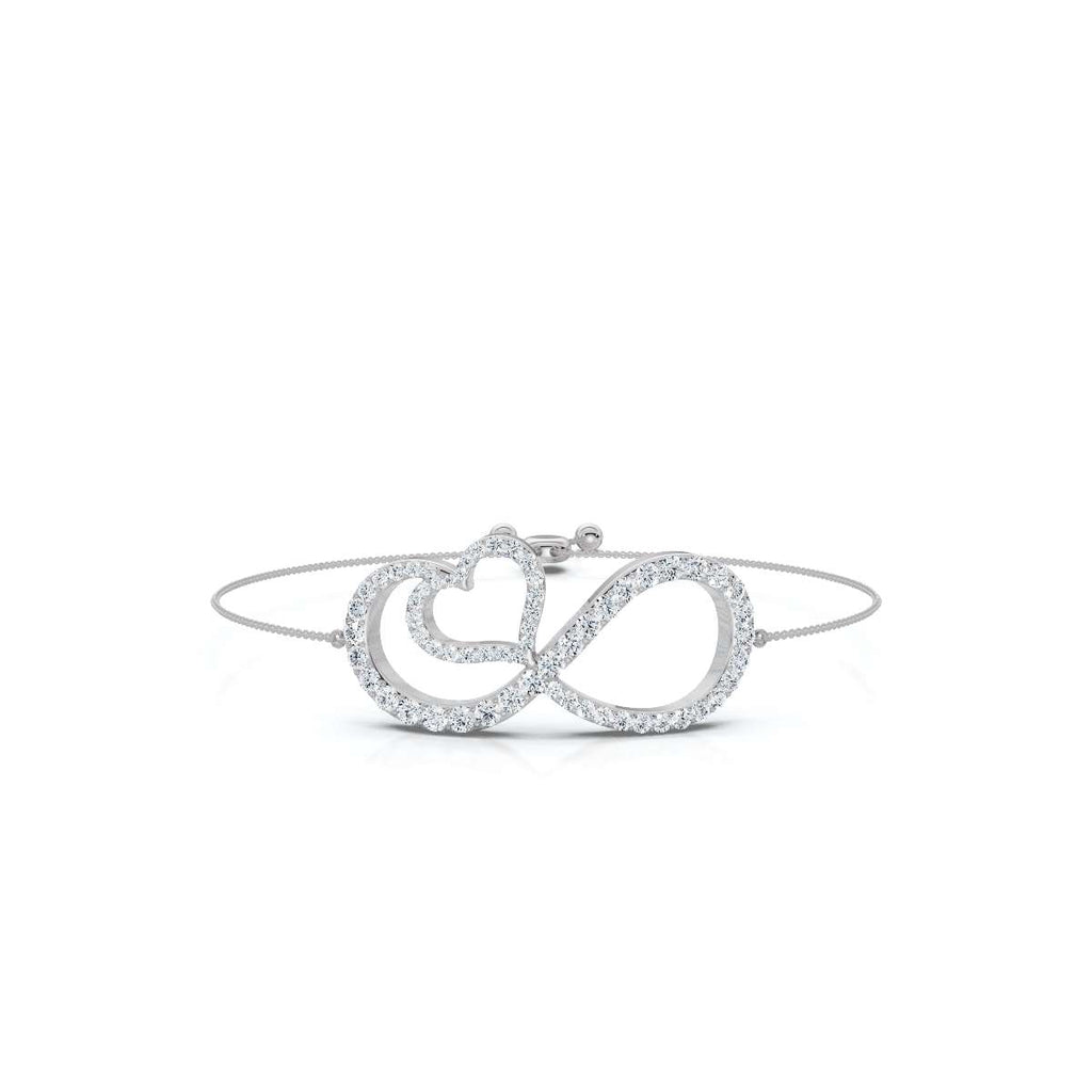 0.82 CTW Round Lab-Grown Diamond Interlocking Infinity Heart Adjustable Bracelet 14K-18K Gold/Platinum