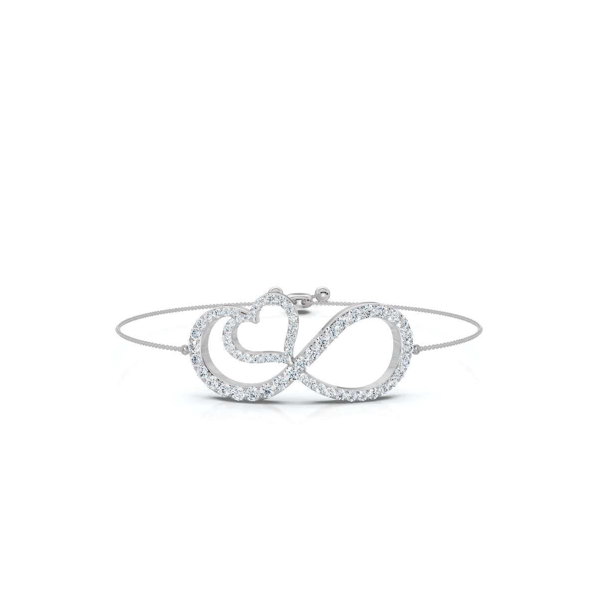 0.82 CTW Round Lab-Grown Diamond Interlocking Infinity Heart Adjustable Bracelet 14K-18K Gold/Platinum
