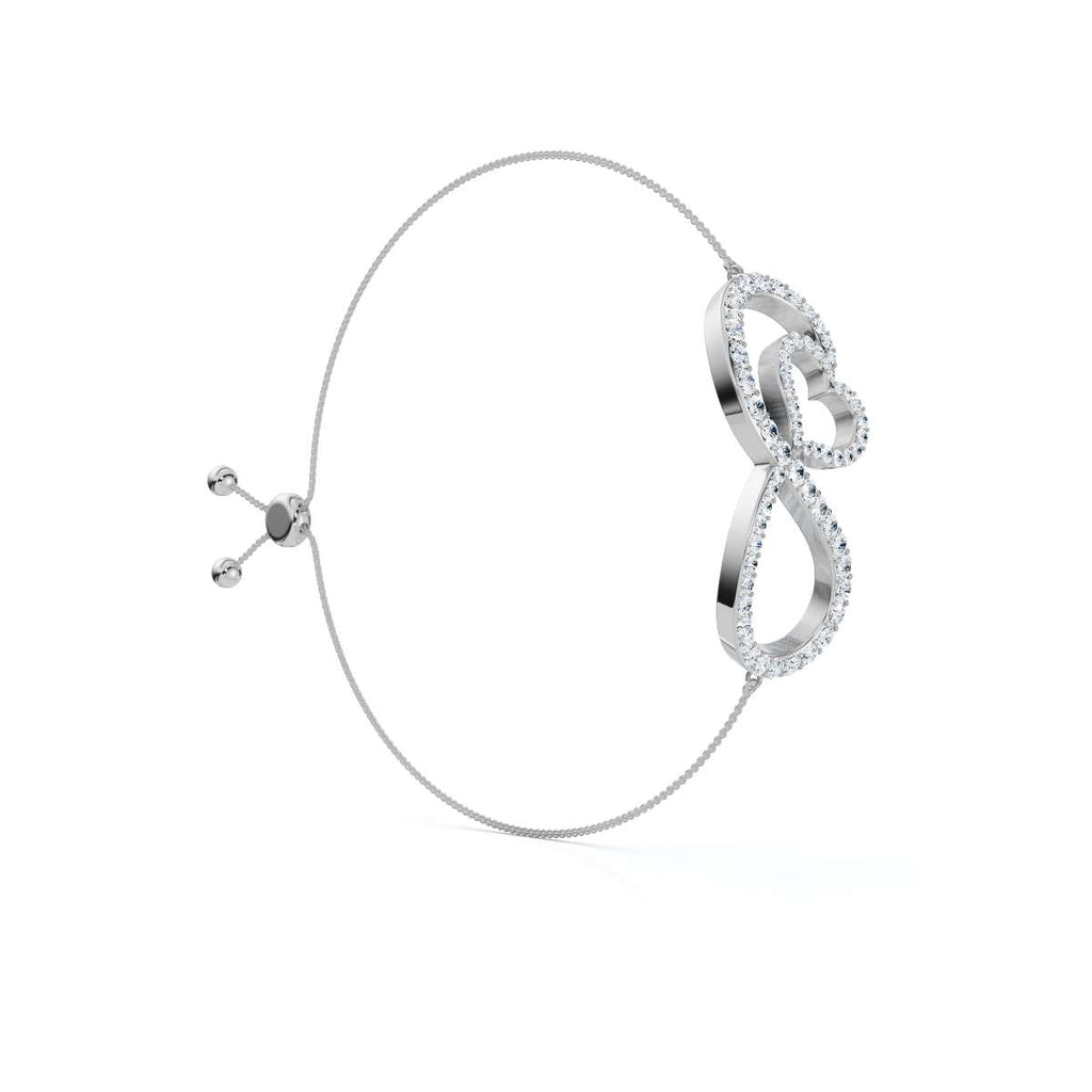 0.82 CTW Round Lab-Grown Diamond Interlocking Infinity Heart Adjustable Bracelet 14K-18K Gold/Platinum