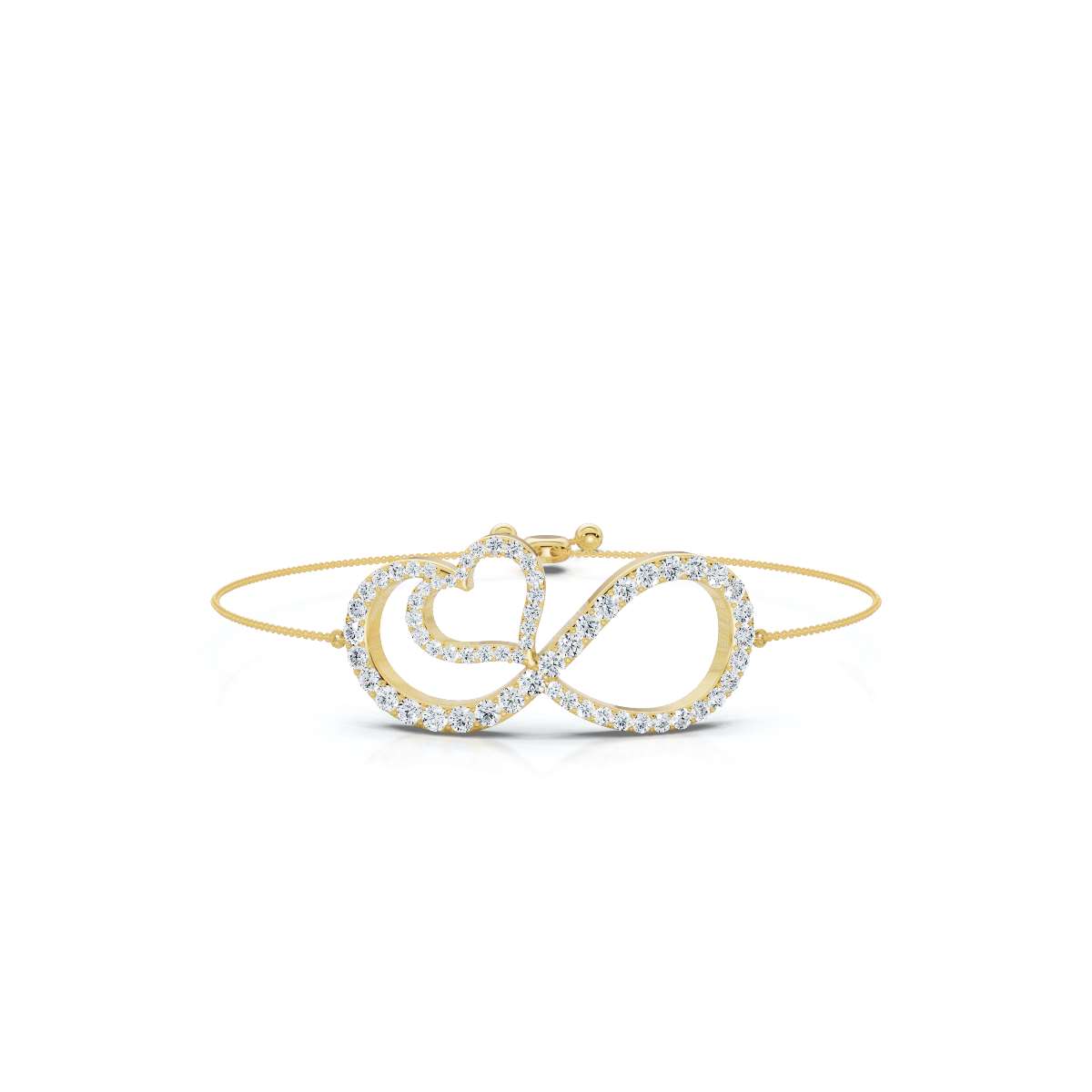 0.82 CTW Round Lab-Grown Diamond Interlocking Infinity Heart Adjustable Bracelet 14K-18K Gold/Platinum