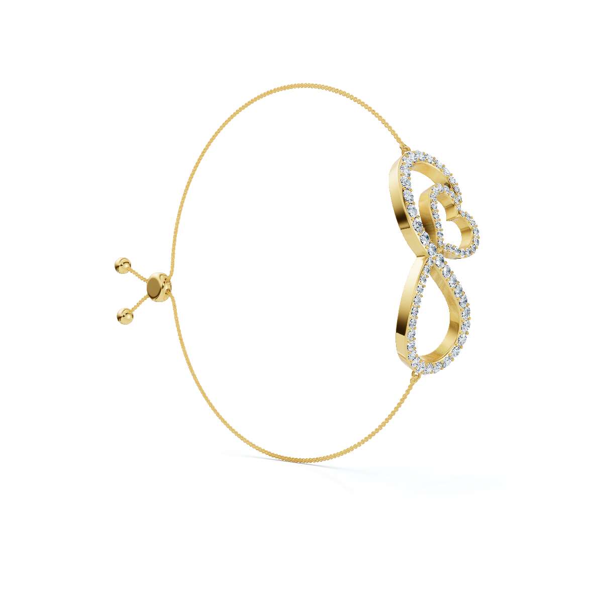 0.82 CTW Round Lab-Grown Diamond Interlocking Infinity Heart Adjustable Bracelet 14K-18K Gold/Platinum