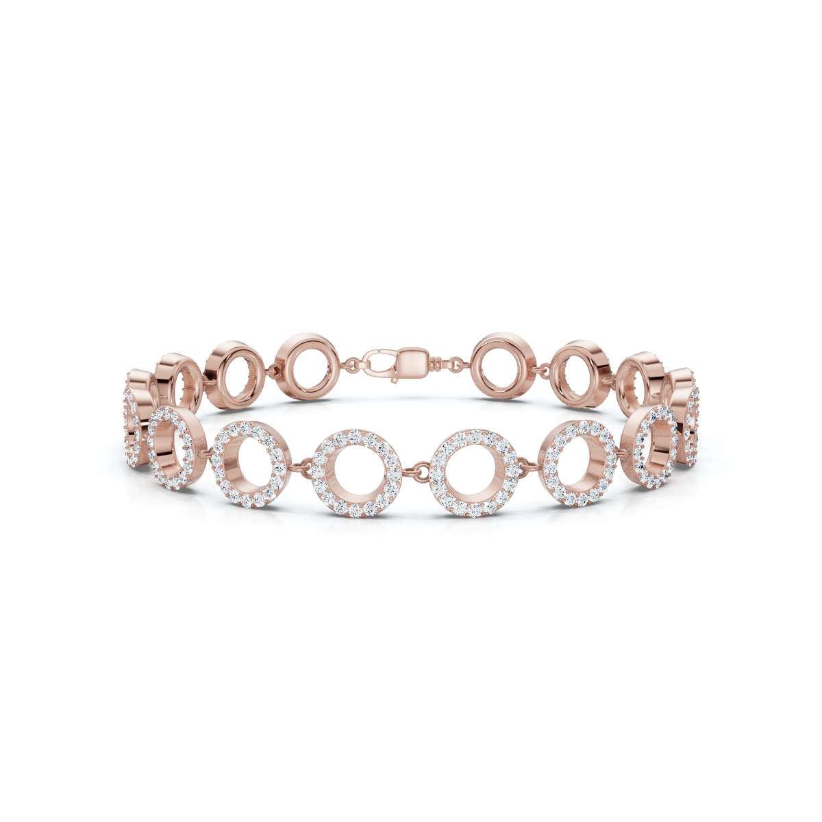 The Halo Carousel: 1.53 CTW Geometric Open-Disc Diamond Bracelet 14K-18K Gold/Platinum Band