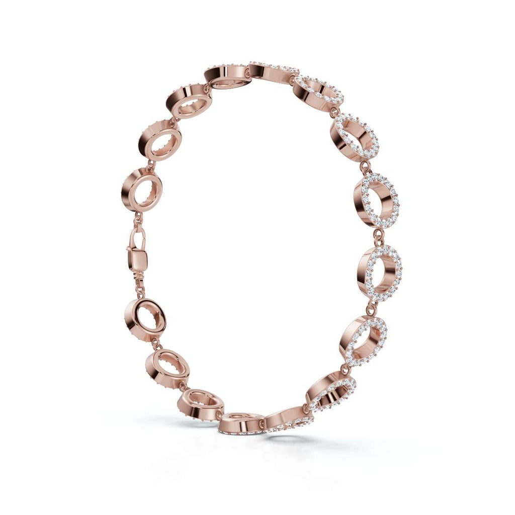 The Halo Carousel: 1.53 CTW Geometric Open-Disc Diamond Bracelet 14K-18K Gold/Platinum Band