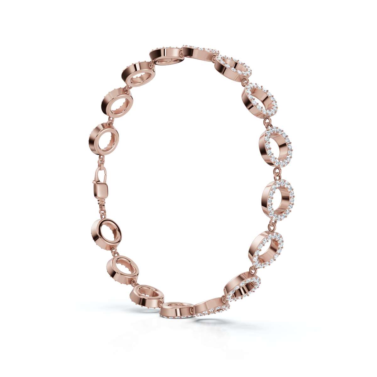 The Halo Carousel: 1.53 CTW Geometric Open-Disc Diamond Bracelet 14K-18K Gold/Platinum Band