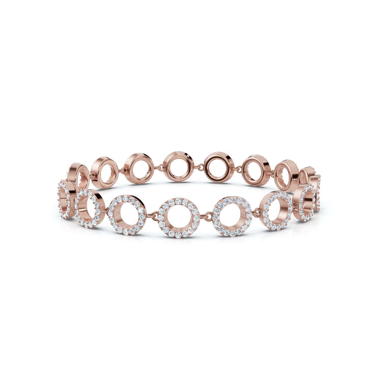 The Halo Carousel: 1.53 CTW Geometric Open-Disc Diamond Bracelet 14K-18K Gold/Platinum Band